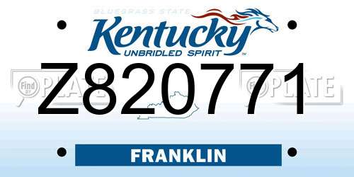 Z820771 Kentucky License Plate