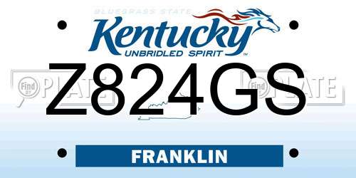 Z824GS Kentucky License Plate