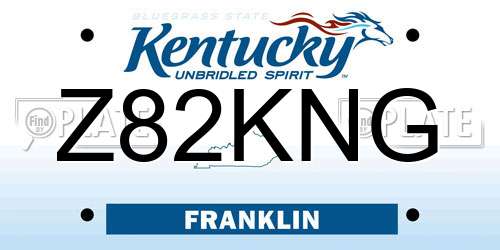 Z82KNG Kentucky License Plate