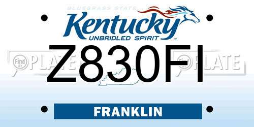 Z830FI Kentucky License Plate