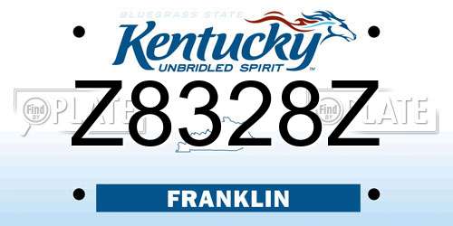 Z8328Z Kentucky License Plate