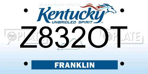 Z832OT Kentucky License Plate