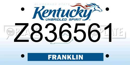 Z836561 Kentucky License Plate