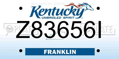 Z83656I Kentucky License Plate