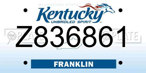 Z836861 Kentucky License Plate
