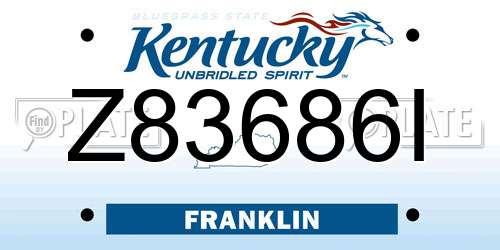 Z83686I Kentucky License Plate
