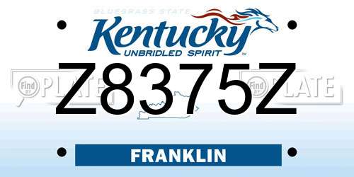 Z8375Z Kentucky License Plate