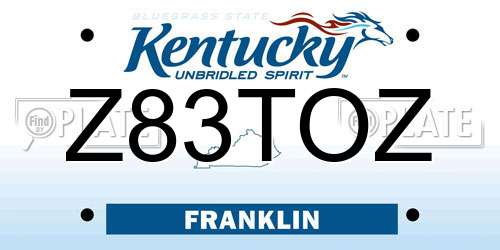 Z83TOZ Kentucky License Plate