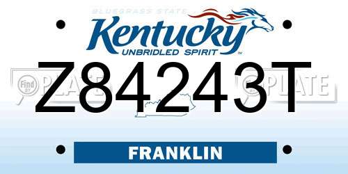 Z84243T Kentucky License Plate