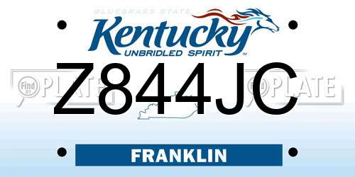 Z844JC Kentucky License Plate