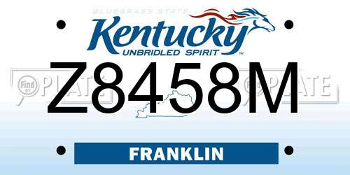 Z8458M Kentucky License Plate