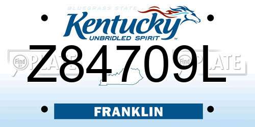 Z84709L Kentucky License Plate