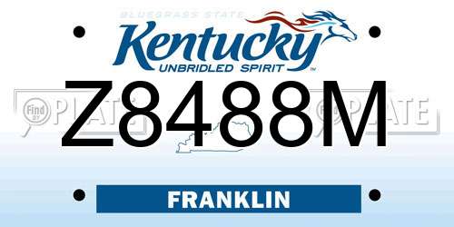 Z8488M Kentucky License Plate