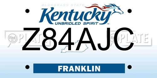 Z84AJC Kentucky License Plate