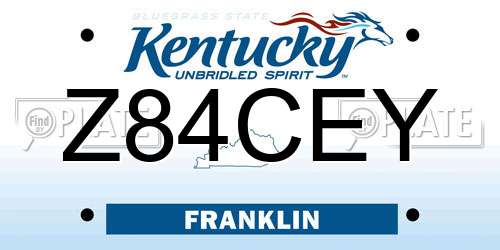 Z84CEY Kentucky License Plate