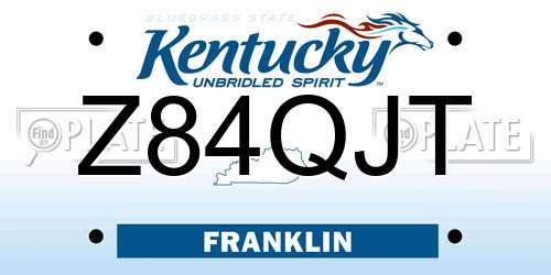 Z84QJT Kentucky License Plate
