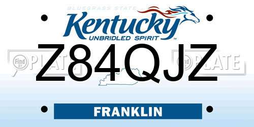 Z84QJZ Kentucky License Plate