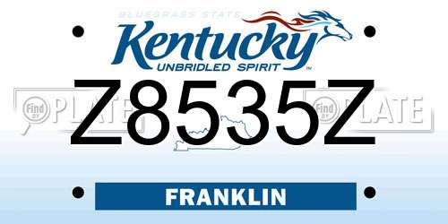 Z8535Z Kentucky License Plate