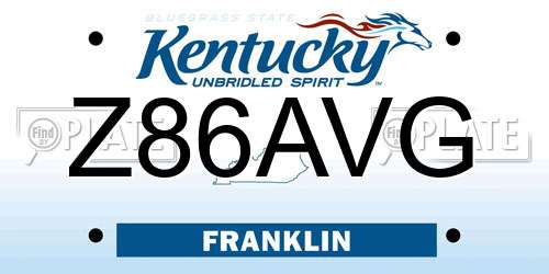 Z86AVG Kentucky License Plate