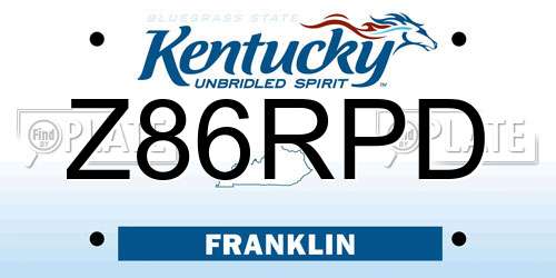 Z86RPD Kentucky License Plate