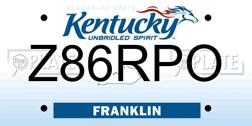 Z86RPO Kentucky License Plate
