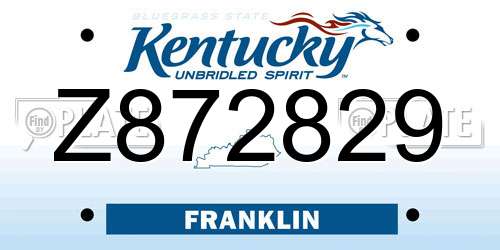 Z872829 Kentucky License Plate