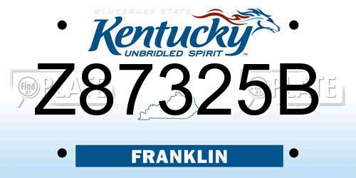 Z87325B Kentucky License Plate
