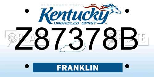 Z87378B Kentucky License Plate