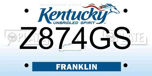 Z874GS Kentucky License Plate