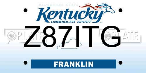 Z87ITG Kentucky License Plate