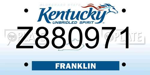 Z880971 Kentucky License Plate