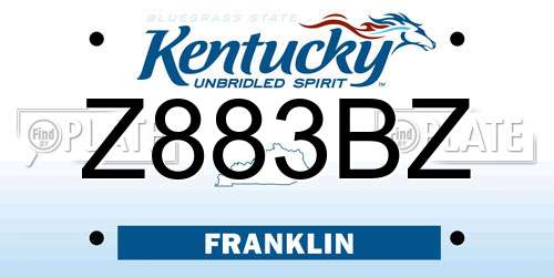 Z883BZ Kentucky License Plate
