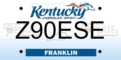 Z90ESE Kentucky License Plate