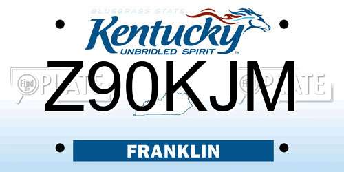 Z90KJM Kentucky License Plate