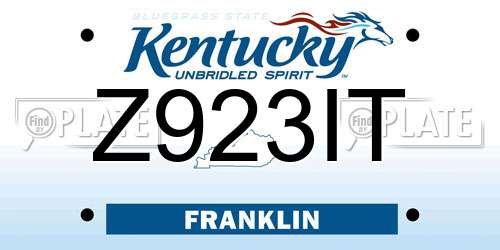 Z923IT Kentucky License Plate