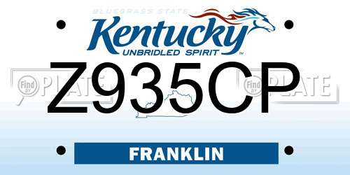 Z935CP Kentucky License Plate