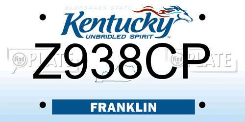 Z938CP Kentucky License Plate