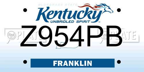 Z954PB Kentucky License Plate