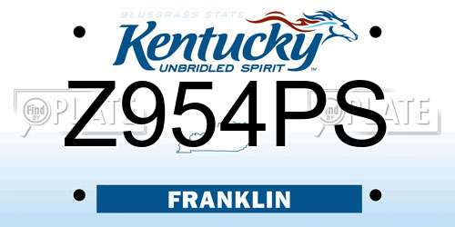 Z954PS Kentucky License Plate