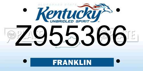 Z955366 Kentucky License Plate