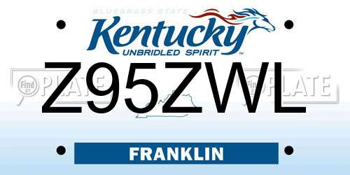 Z95ZWL Kentucky License Plate