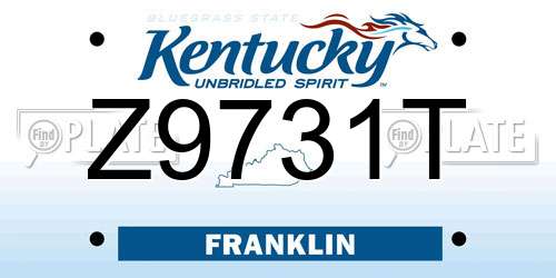 Z9731T Kentucky License Plate