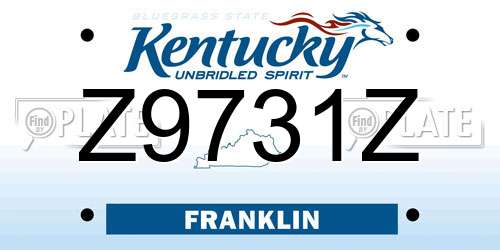 Z9731Z Kentucky License Plate