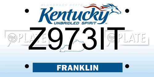 Z973IT Kentucky License Plate
