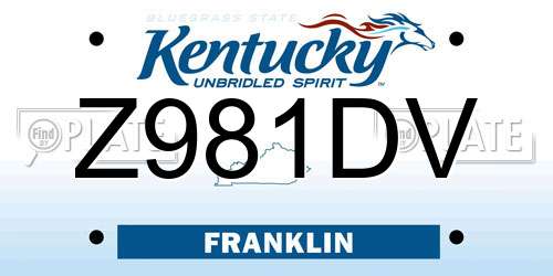 Z981DV Kentucky License Plate