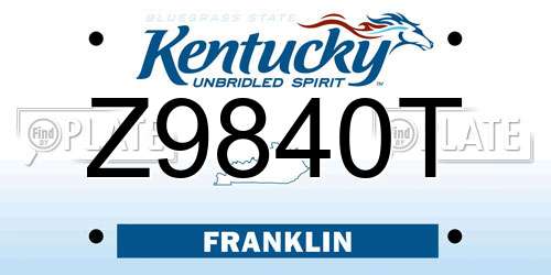 Z9840T Kentucky License Plate