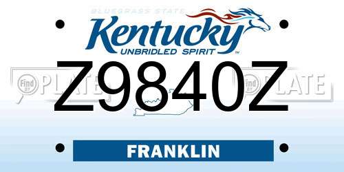 Z9840Z Kentucky License Plate
