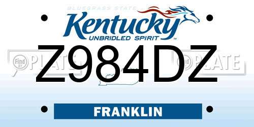 Z984DZ Kentucky License Plate