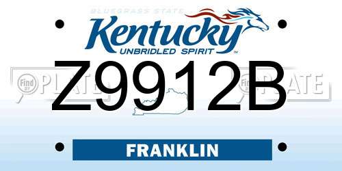 Z9912B Kentucky License Plate