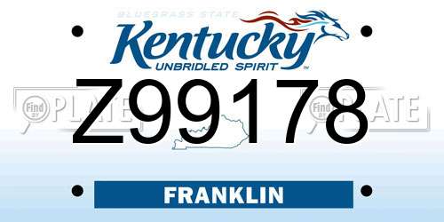 Z99178 Kentucky License Plate